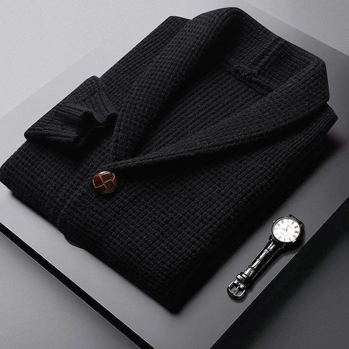 Heren cardigan | Wollen gebreid vest met zakken en knopen