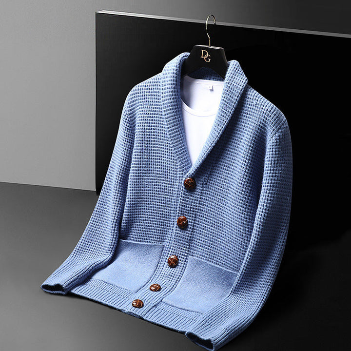 Elmcrest Knit | Wolcardigan met klassieke varsity‑stijl