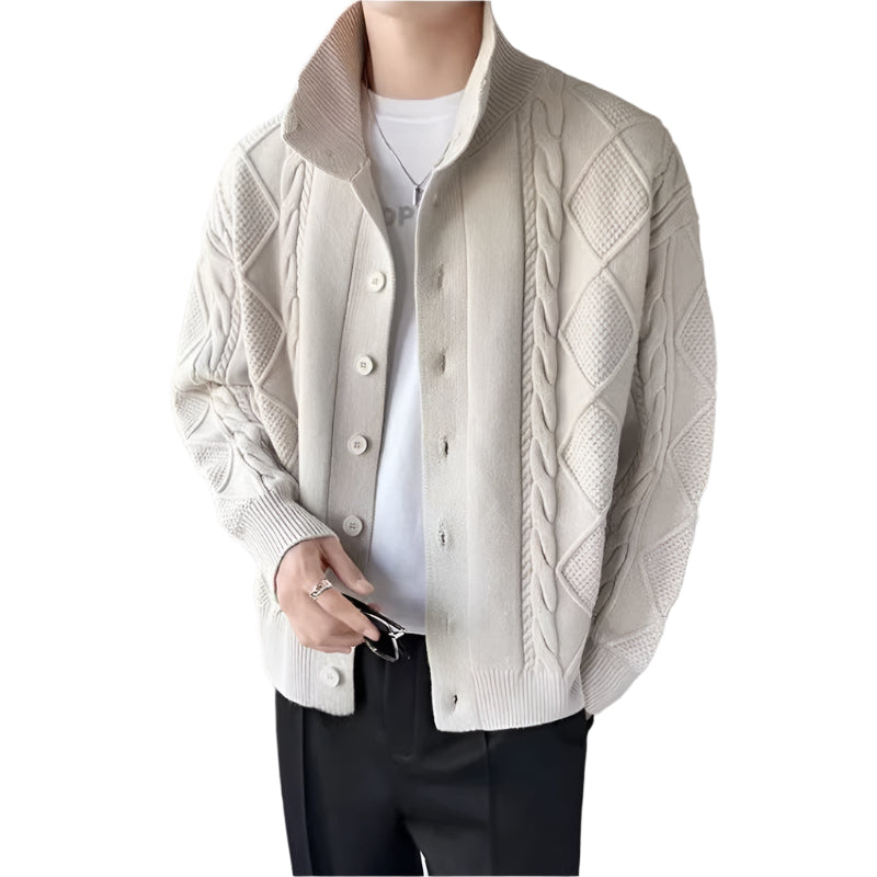 CableCraft Cardigan | Kabel‑trui met zachte wolblend en kraag