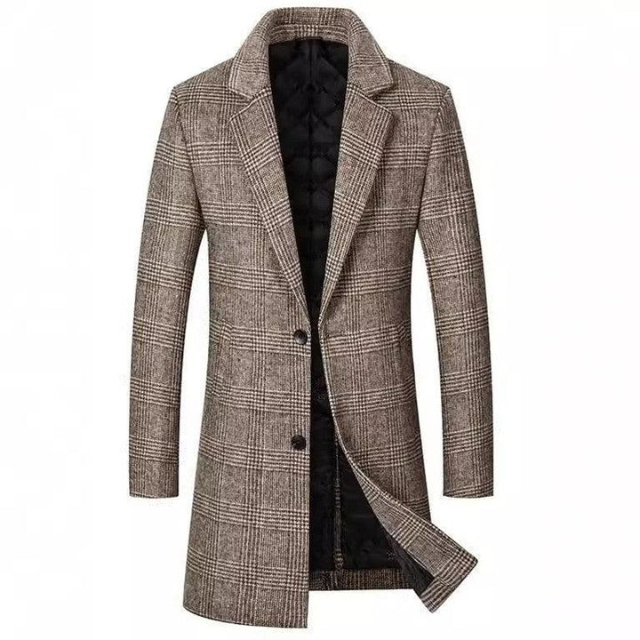 Heren winterjas | Slim fit overcoat met ruitpatroon
