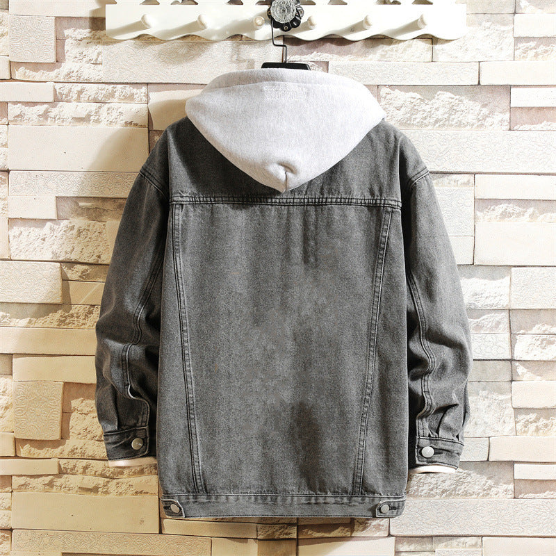StreetHood Denim | Heren denim jas met capuchon en knopen
