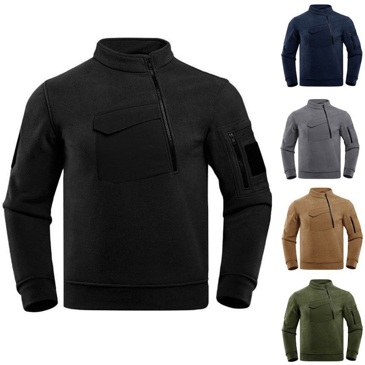 UtilityZip | Heren sweater met halve rits en borstzak