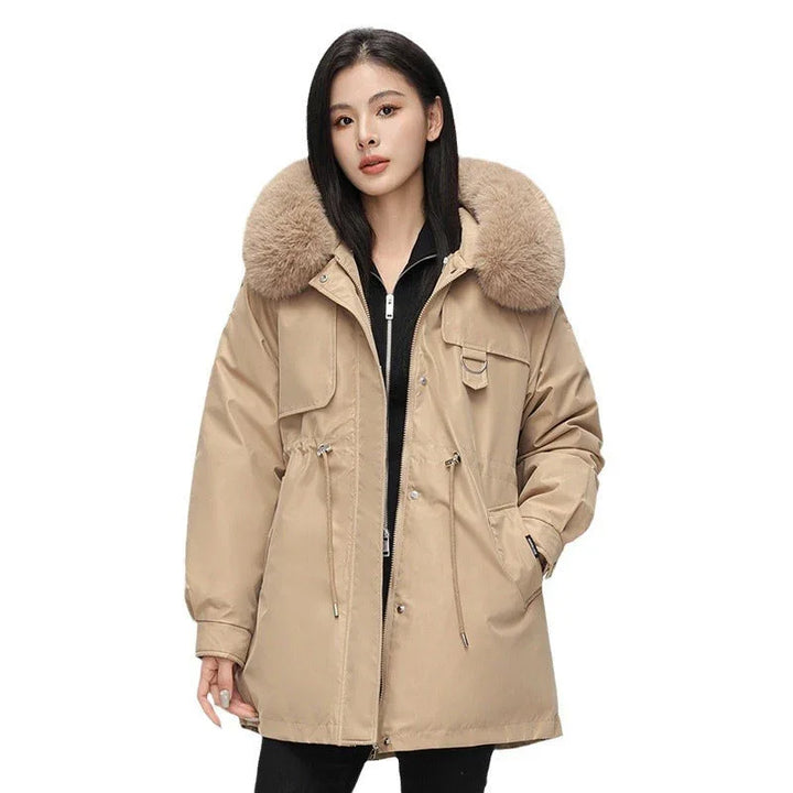 Dames parka | Oversized winterjas met bontkraag en capuchon