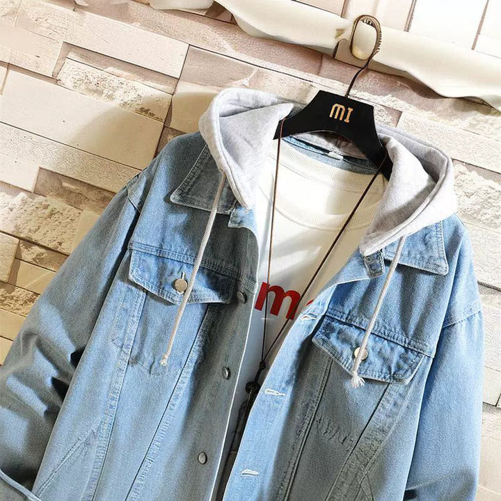StreetHood Denim | Heren denim jas met capuchon en knopen