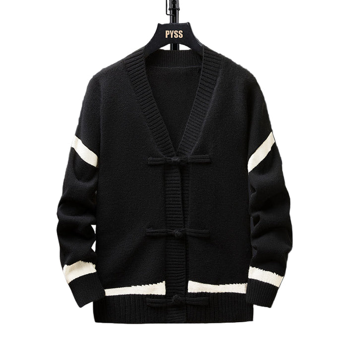 Haiku | Blauwe heren cardigan met unieke knoopsluiting
