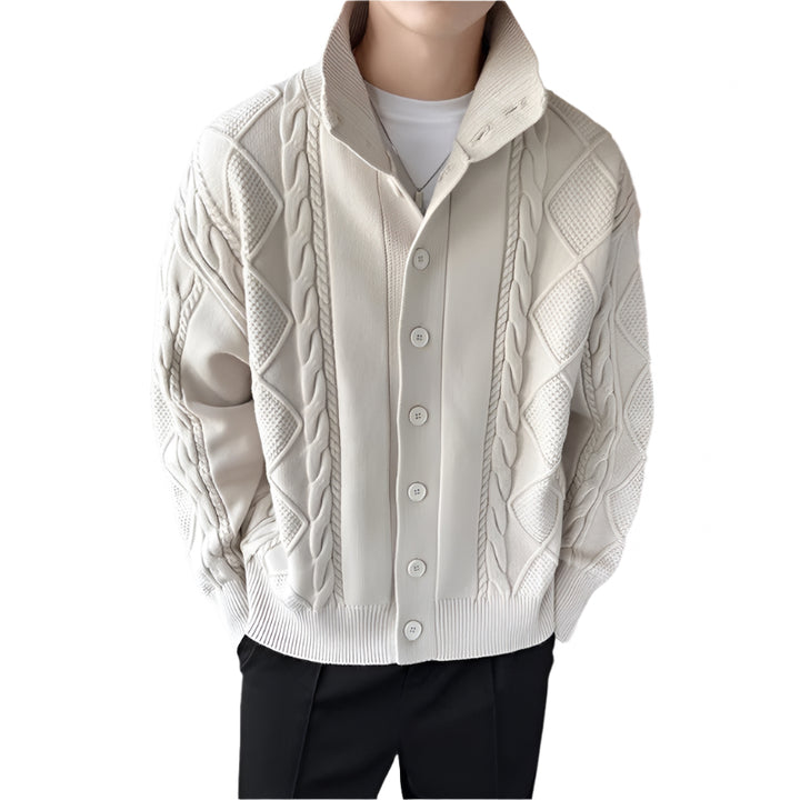 CableCraft Cardigan | Kabel‑trui met zachte wolblend en kraag