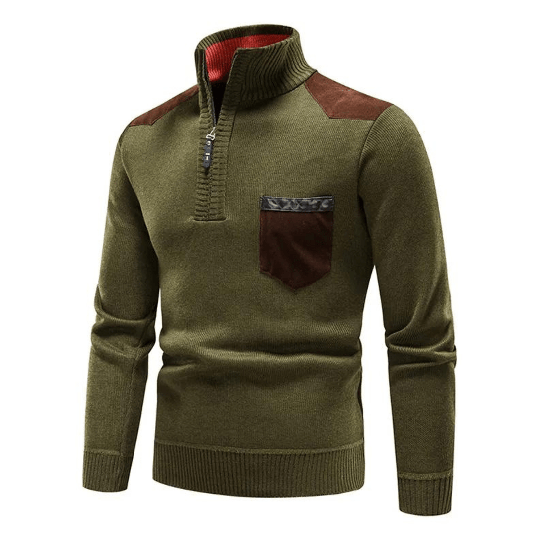 Zip Collar | Heren herfsttrui met ritssluiting en contrastdetails