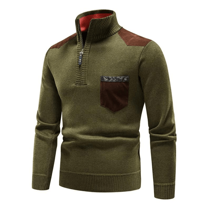 Zip Collar | Heren herfsttrui met ritssluiting en contrastdetails