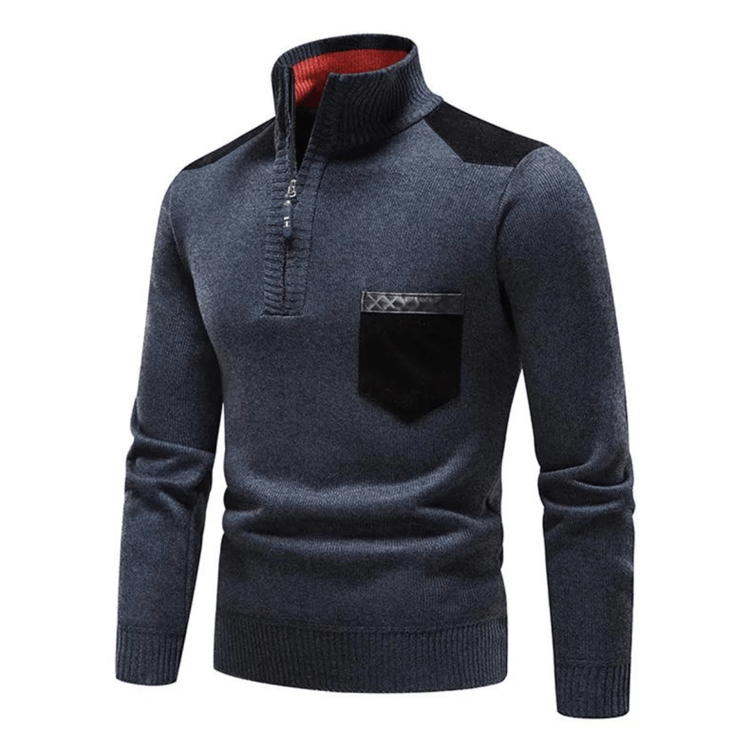 Zip Collar | Heren herfsttrui met ritssluiting en contrastdetails