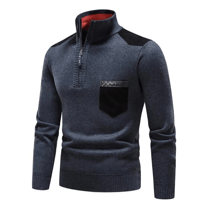 Zip Collar | Heren herfsttrui met ritssluiting en contrastdetails