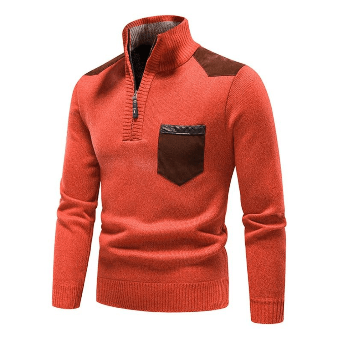 Zip Collar | Heren herfsttrui met ritssluiting en contrastdetails