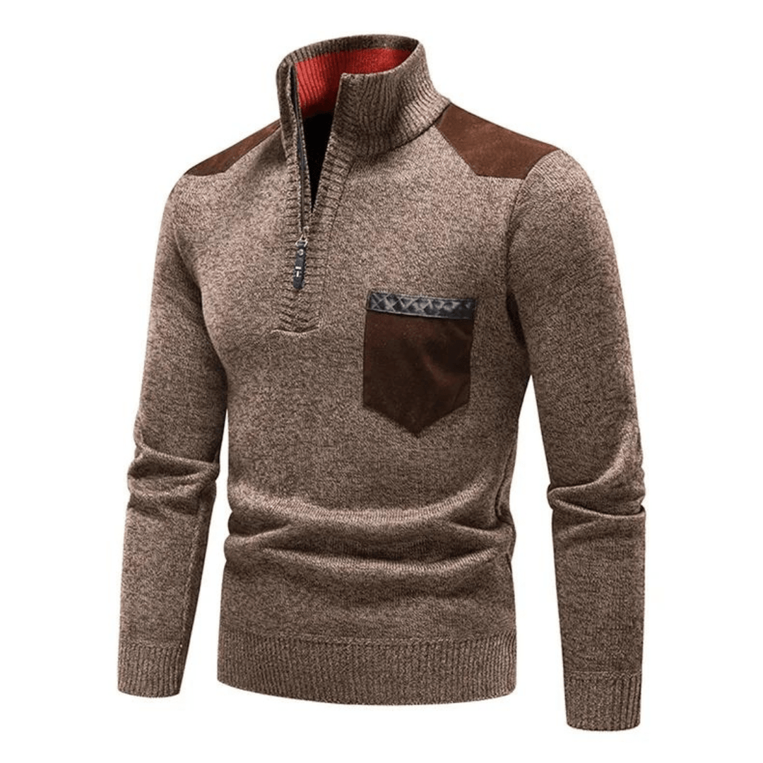 Zip Collar | Heren herfsttrui met ritssluiting en contrastdetails
