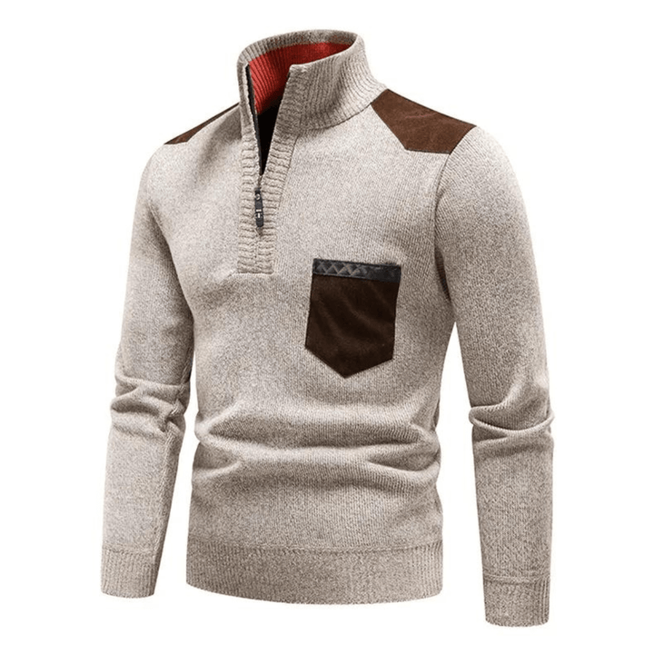 Zip Collar | Heren herfsttrui met ritssluiting en contrastdetails