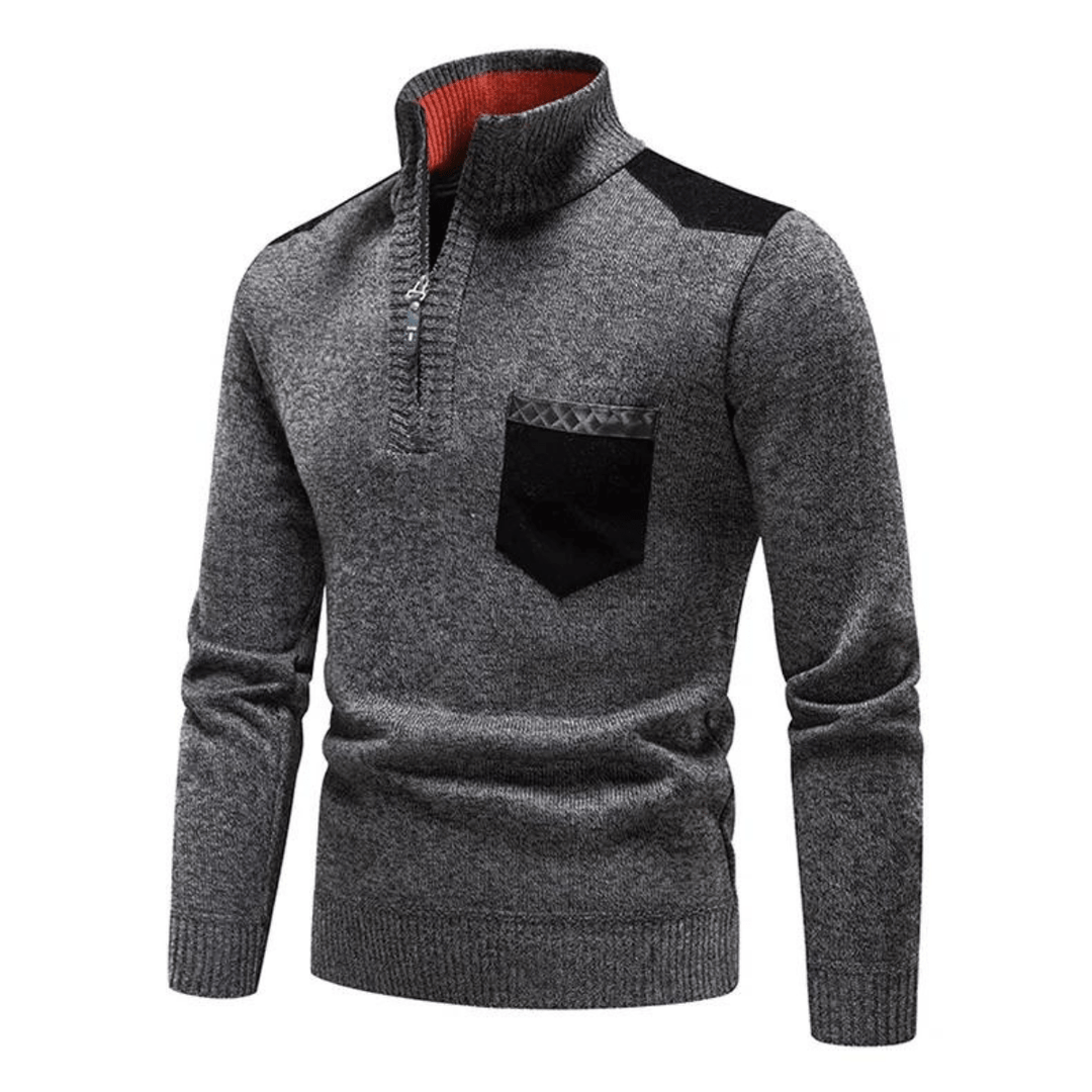 Zip Collar | Heren herfsttrui met ritssluiting en contrastdetails