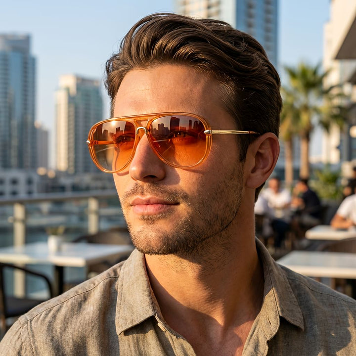 Oranje Aviator zonnebril