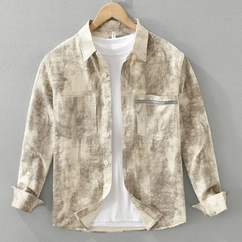 Overhemd heren | Casual overhemd met print en borstzak