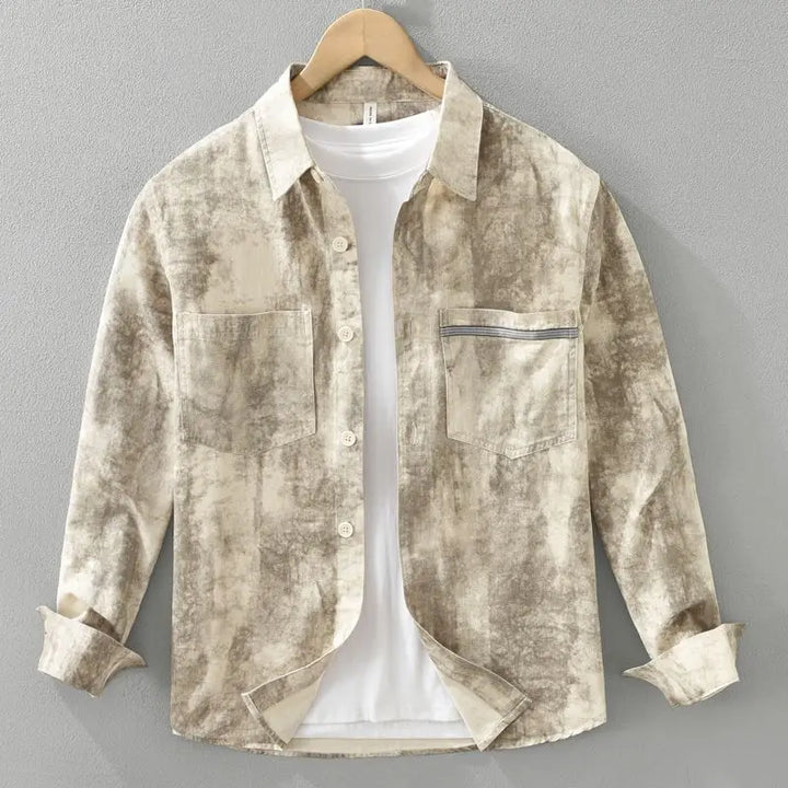 Overhemd heren | Casual overhemd met print en borstzak