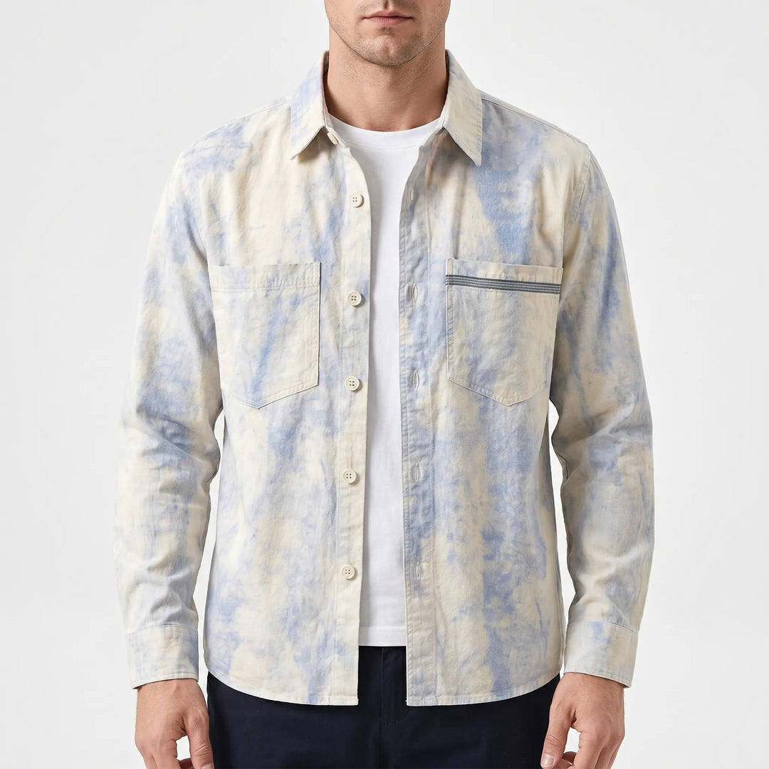 Overhemd heren | Casual overhemd met print en borstzak