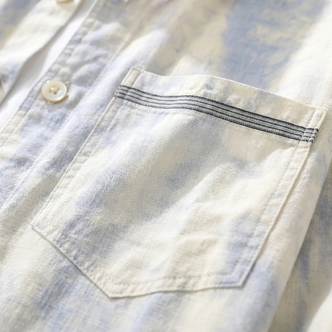 Overhemd heren | Casual overhemd met print en borstzak