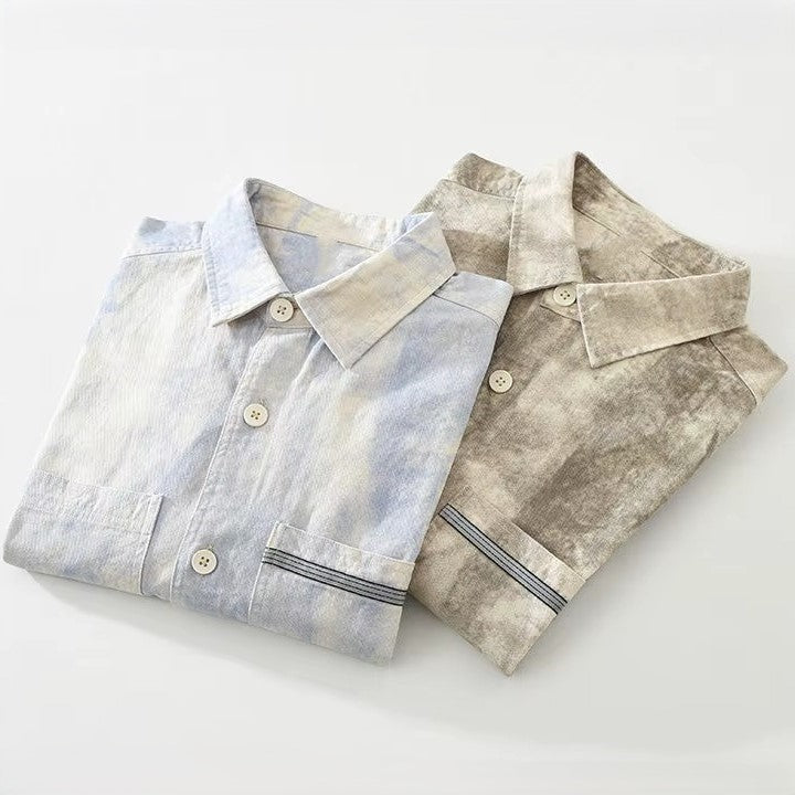 Overhemd heren | Casual overhemd met print en borstzak