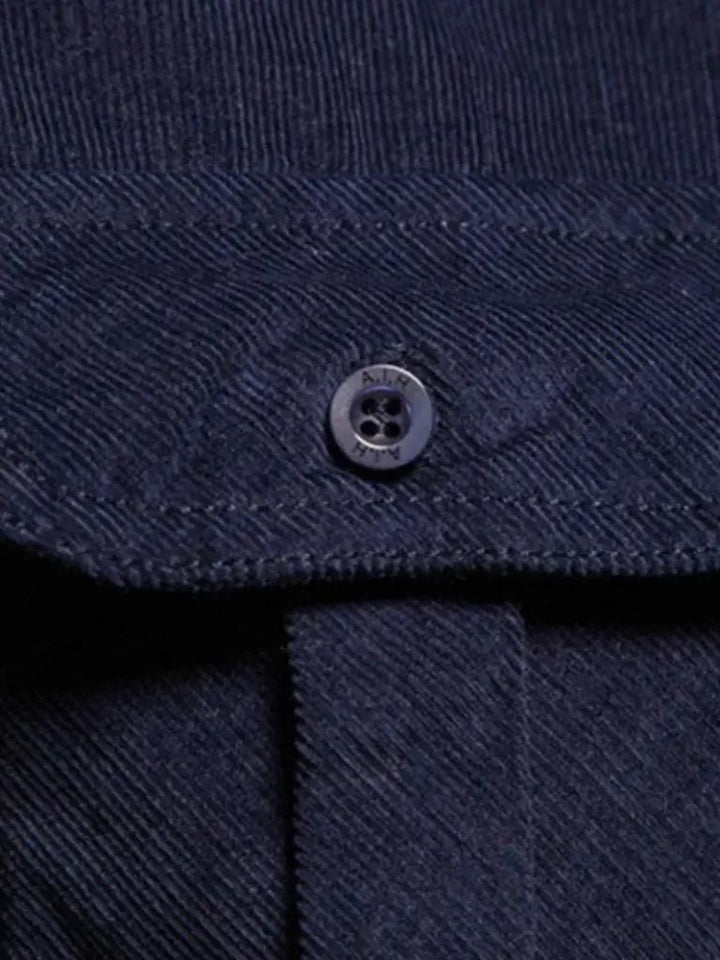 Overhemd heren | Corduroy look overhemd met borstzakken