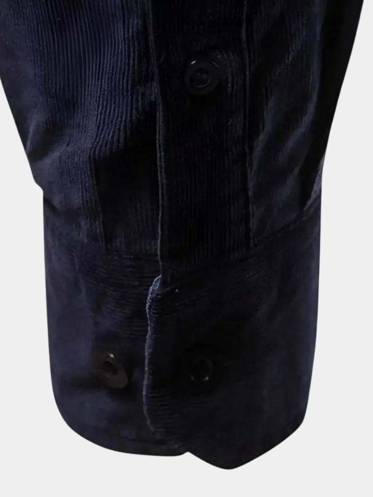 Overhemd heren | Corduroy look overhemd met borstzakken