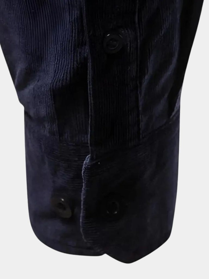Overhemd heren | Corduroy look overhemd met borstzakken