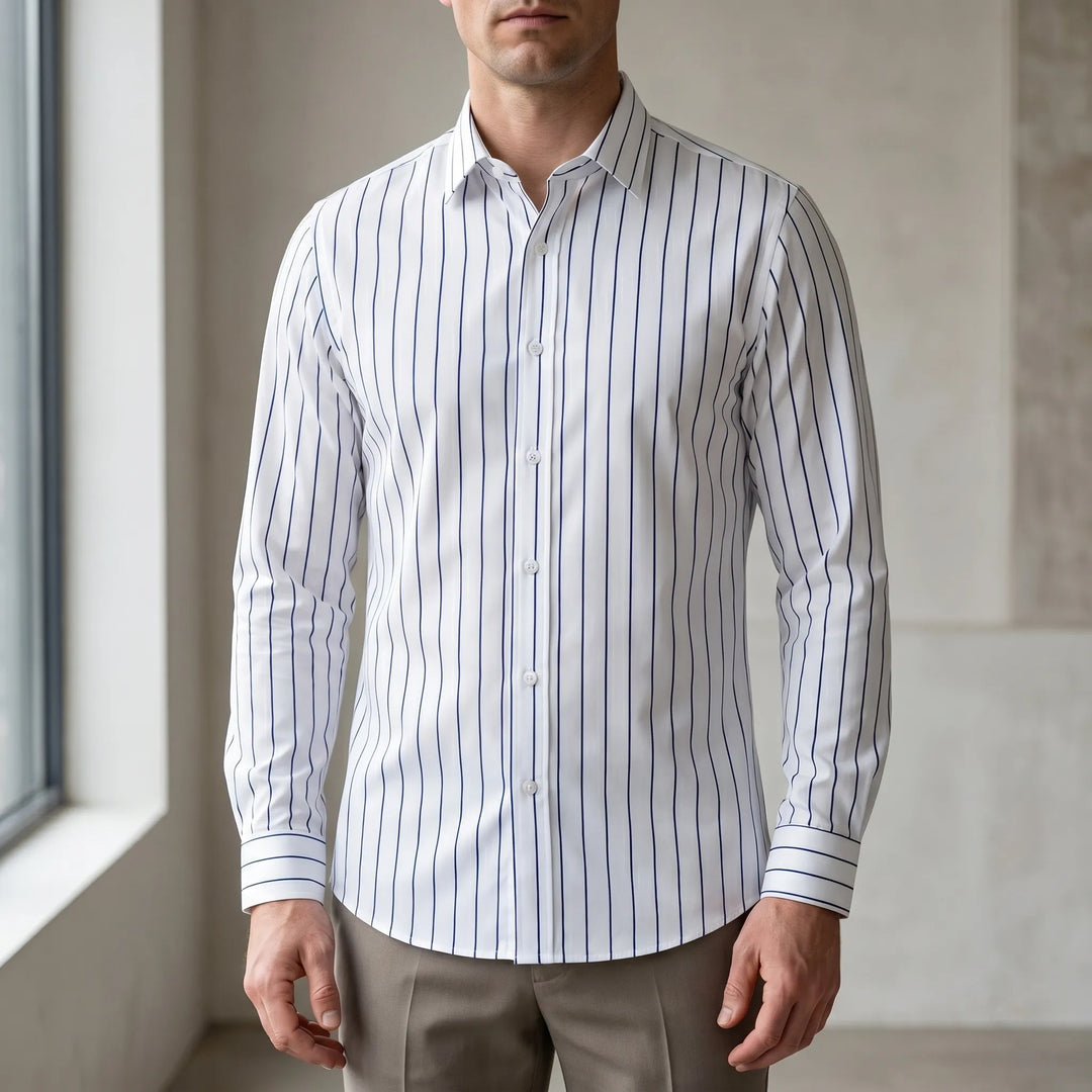 Overhemd heren | Gestreept shirt met lange mouw