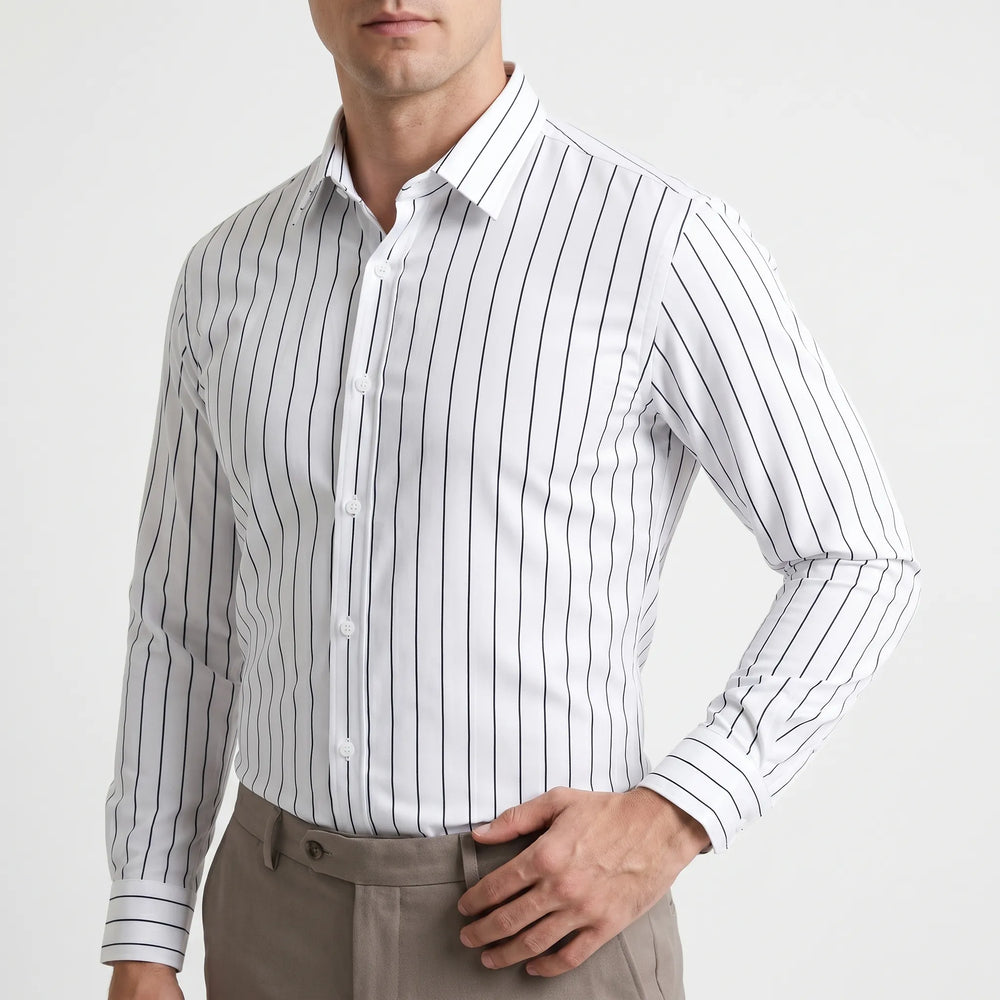 Overhemd heren | Gestreept shirt met lange mouw