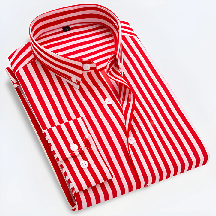 Overhemd heren | Gestreept shirt met lange mouw