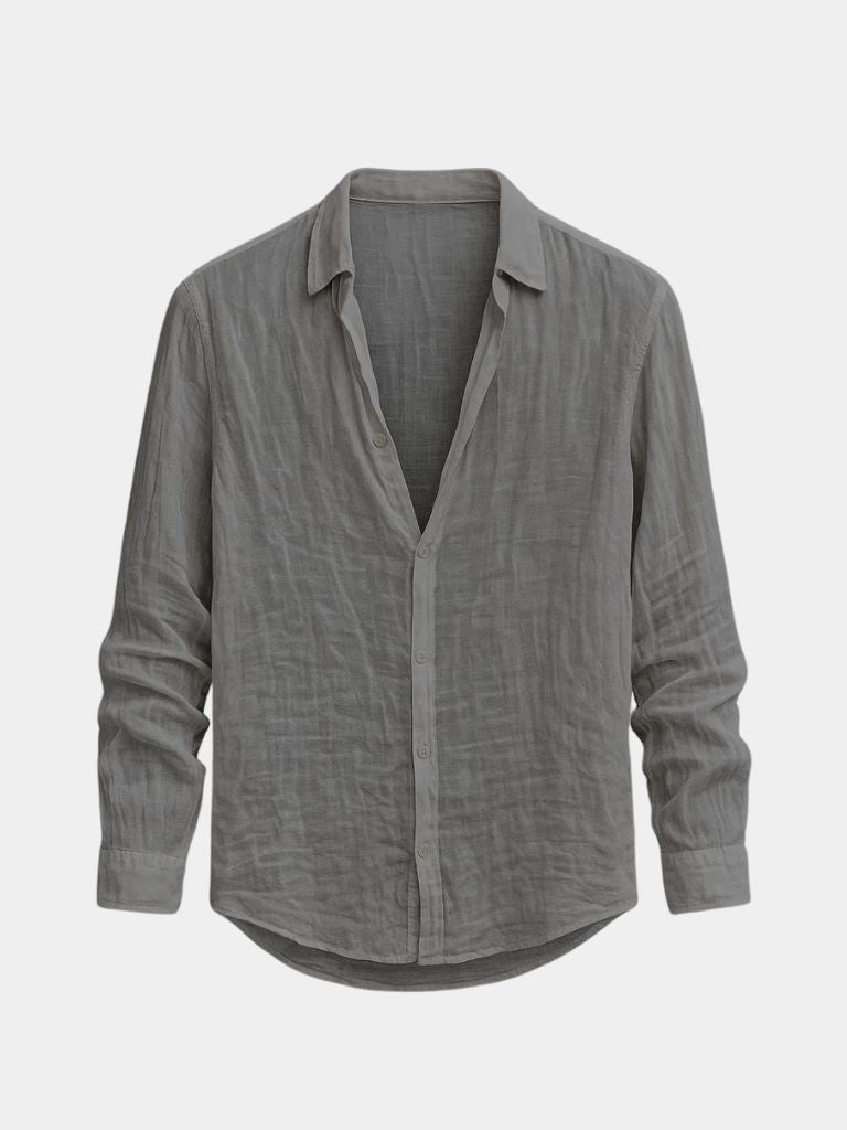 Overhemd heren | Linnen look overhemd met lange mouwen
