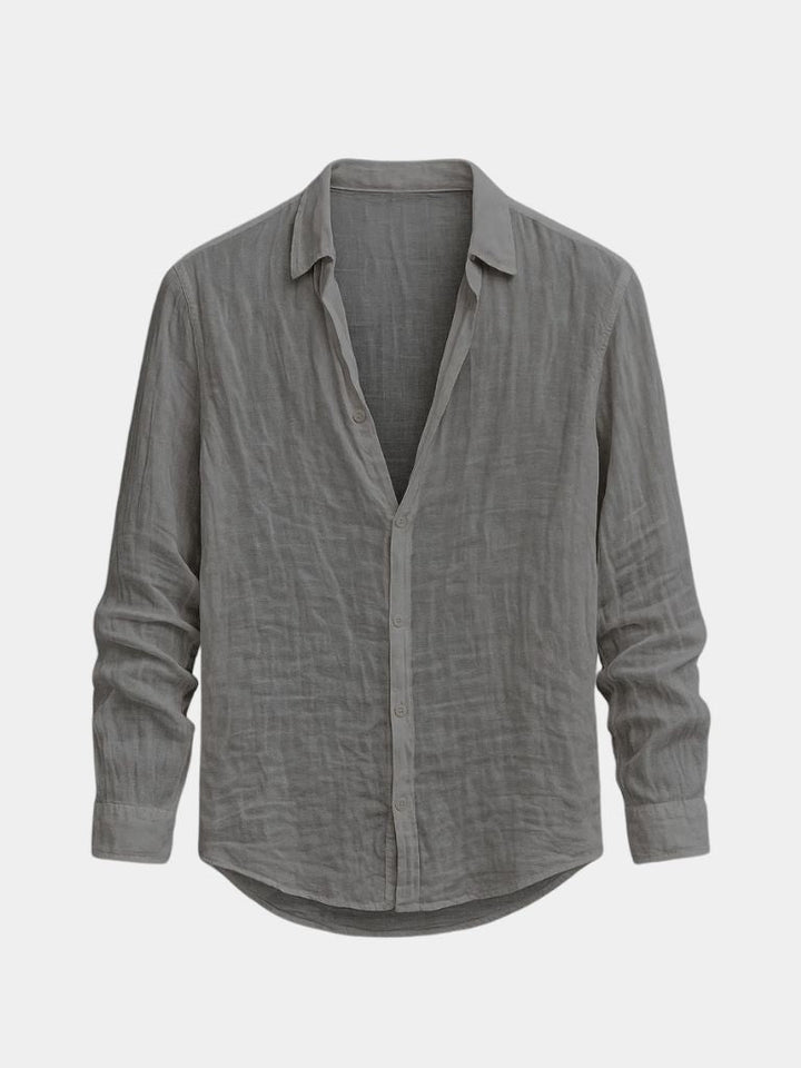 Overhemd heren | Linnen look overhemd met lange mouwen