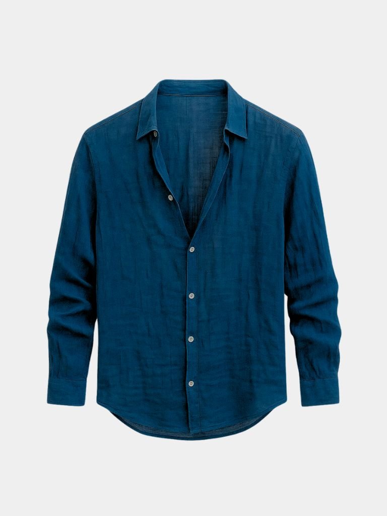 Overhemd heren | Linnen look overhemd met lange mouwen