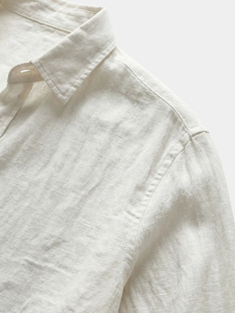 Overhemd heren | Linnen look overhemd met lange mouwen