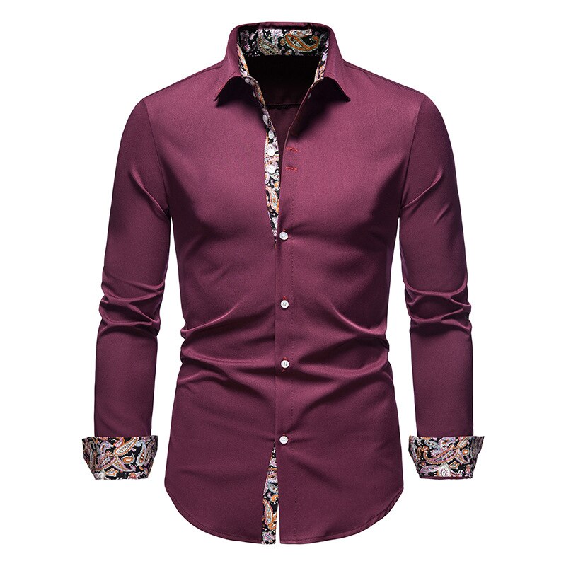 Overhemd heren | Overhemd met paisley print en lange mouw