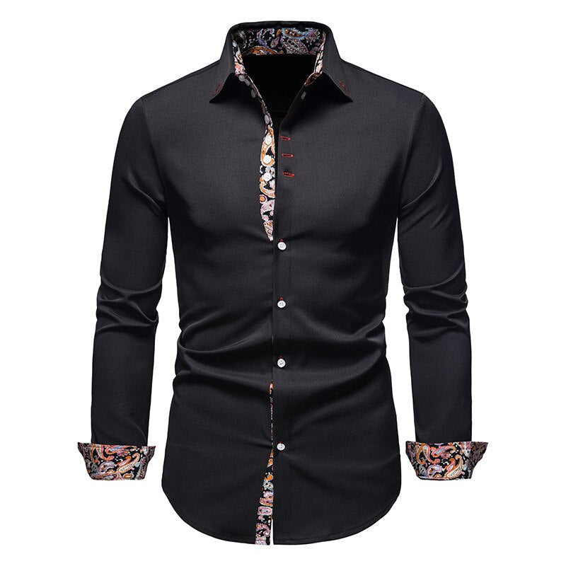 Overhemd heren | Overhemd met paisley print en lange mouw