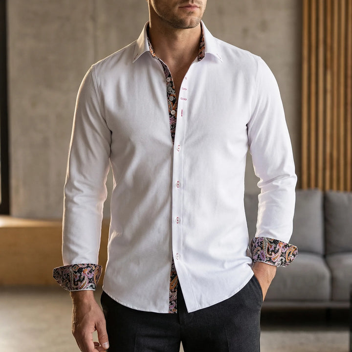Overhemd heren | Overhemd met paisley print en lange mouw