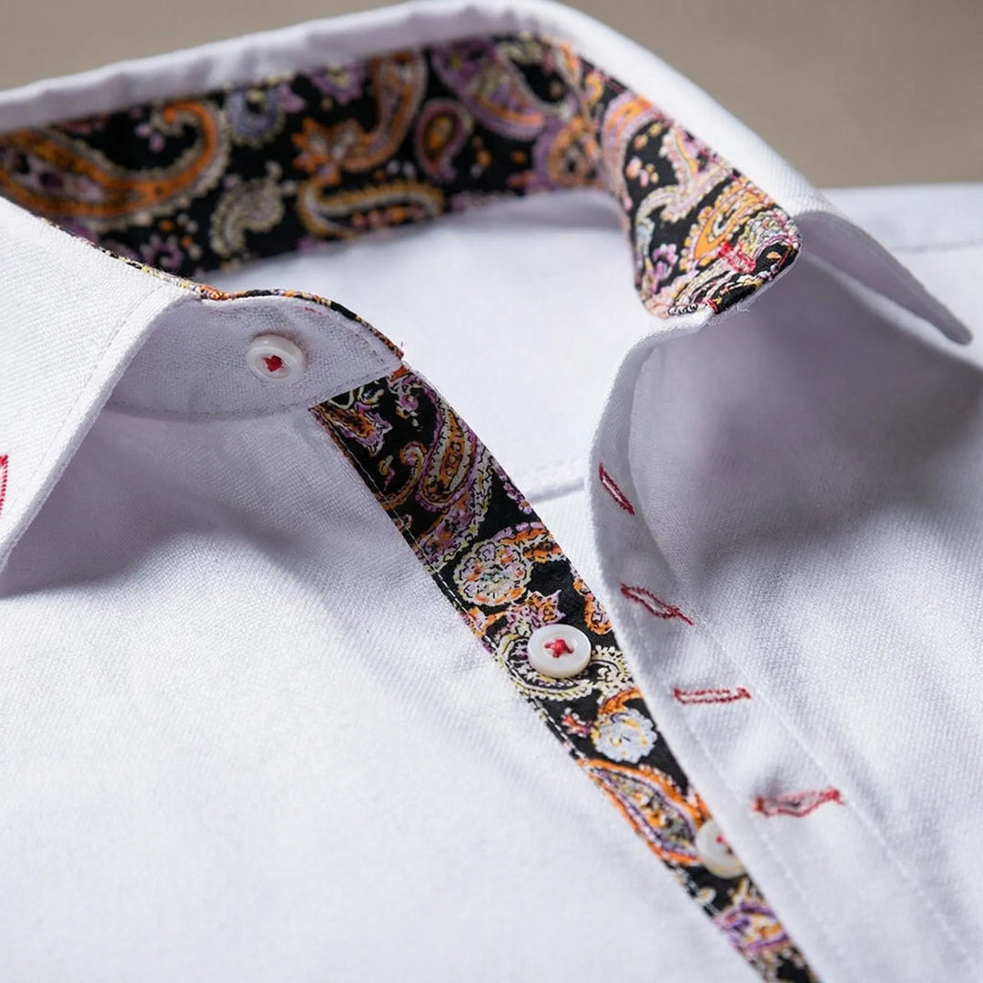 Overhemd heren | Overhemd met paisley print en lange mouw