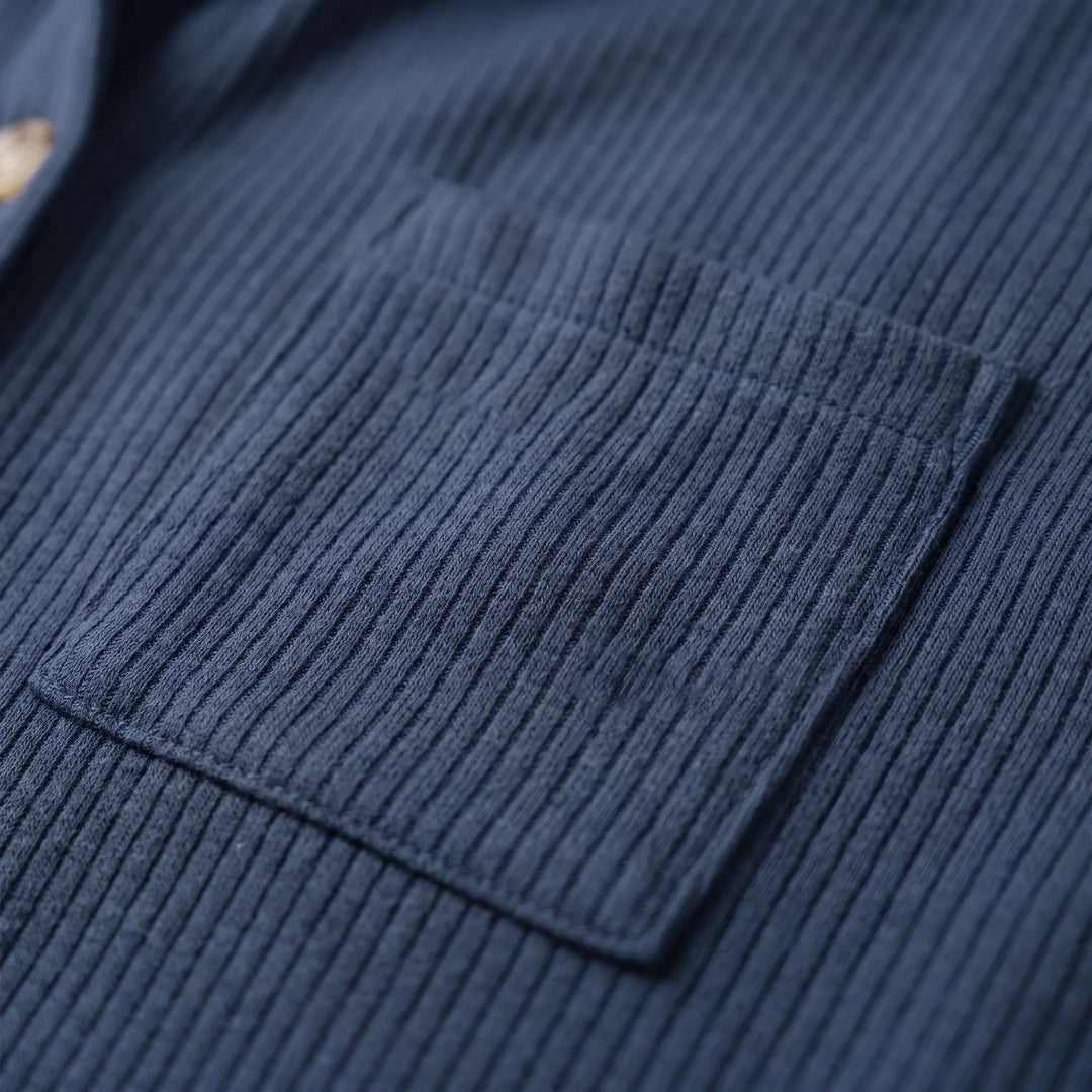 Overshirt dames | Ribstructuur met capuchon en knoopsluiting