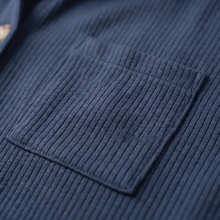 Overshirt dames | Ribstructuur met capuchon en knoopsluiting