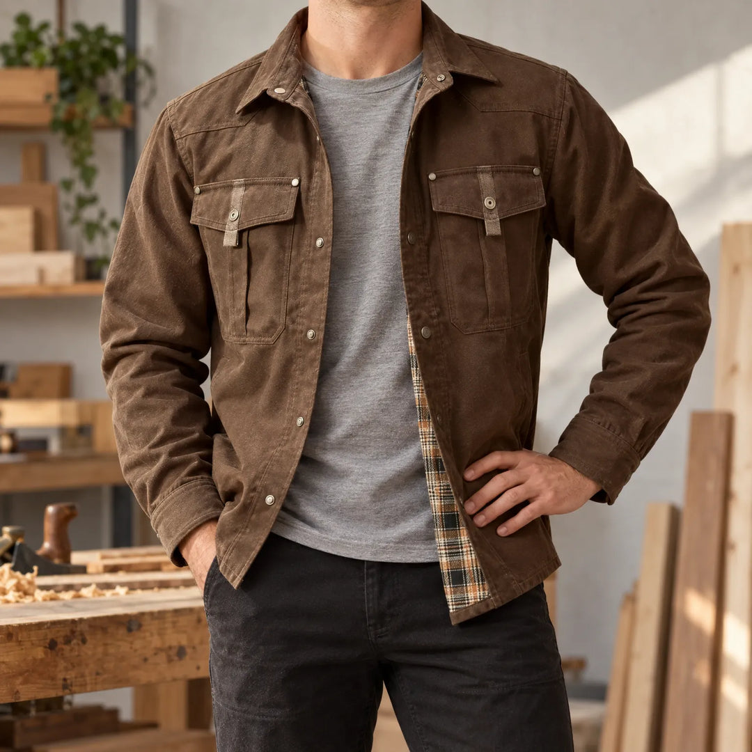 Overshirt heren | Jas met borstzakken en geruite voering