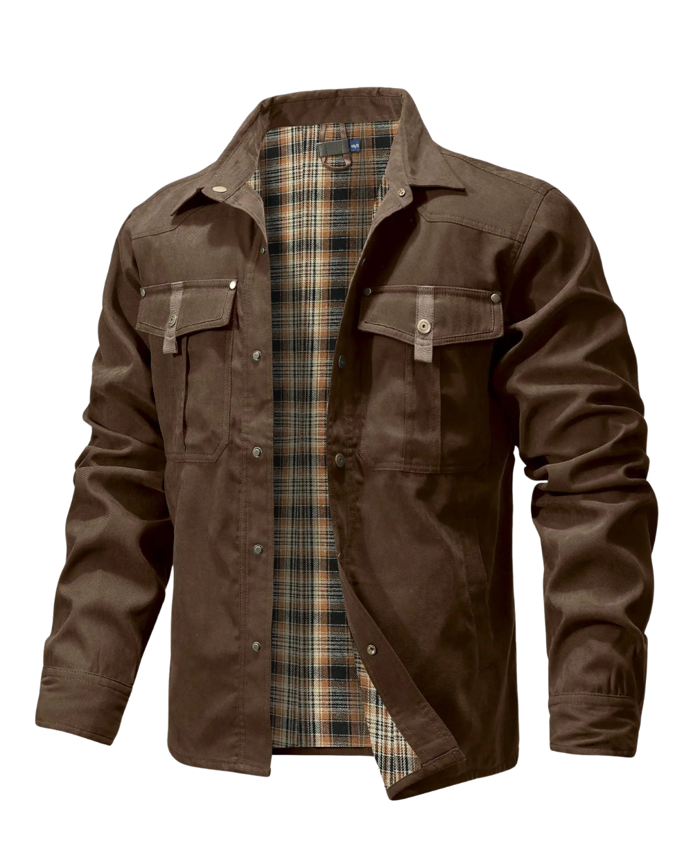 Overshirt heren | Jas met borstzakken en geruite voering
