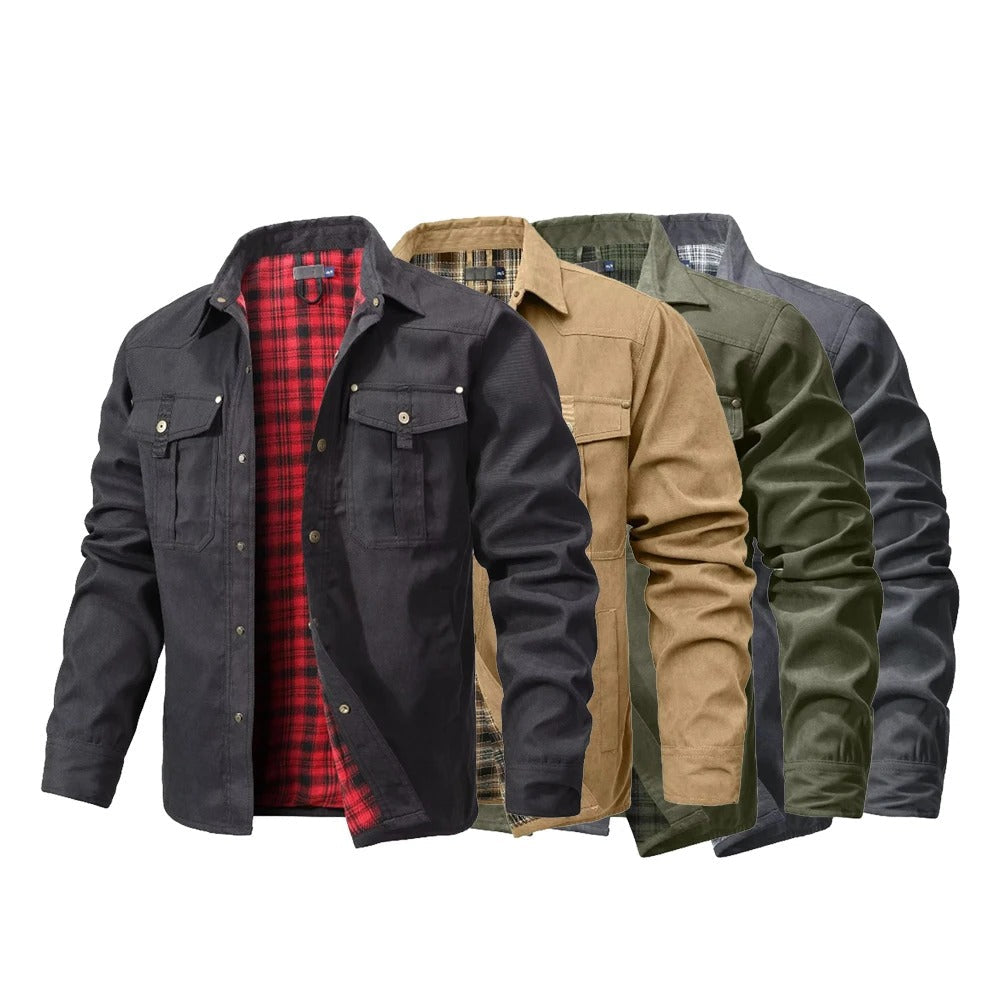 Overshirt heren | Jas met borstzakken en geruite voering