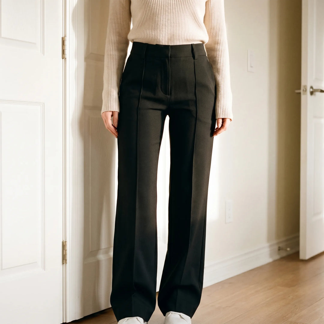 Pantalon dames | High waist broek met rechte pijpen