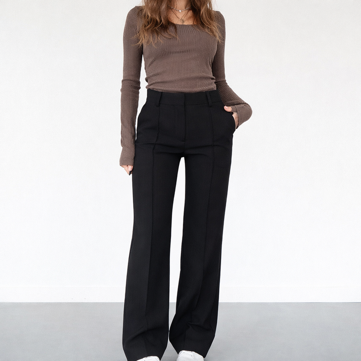Pantalon dames | High waist broek met rechte pijpen