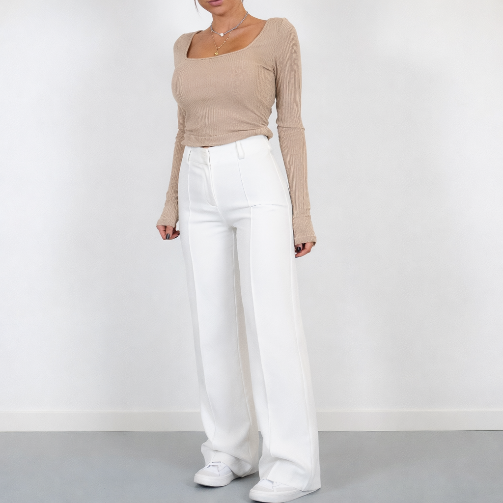 Pantalon dames | High waist broek met rechte pijpen