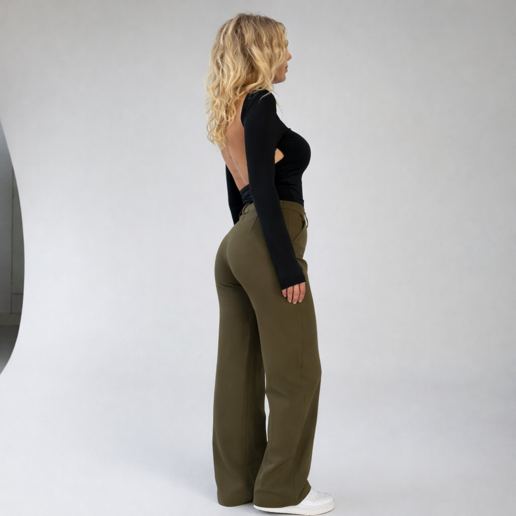 Pantalon dames | High waist broek met rechte pijpen