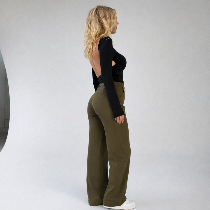 Pantalon dames | High waist broek met rechte pijpen