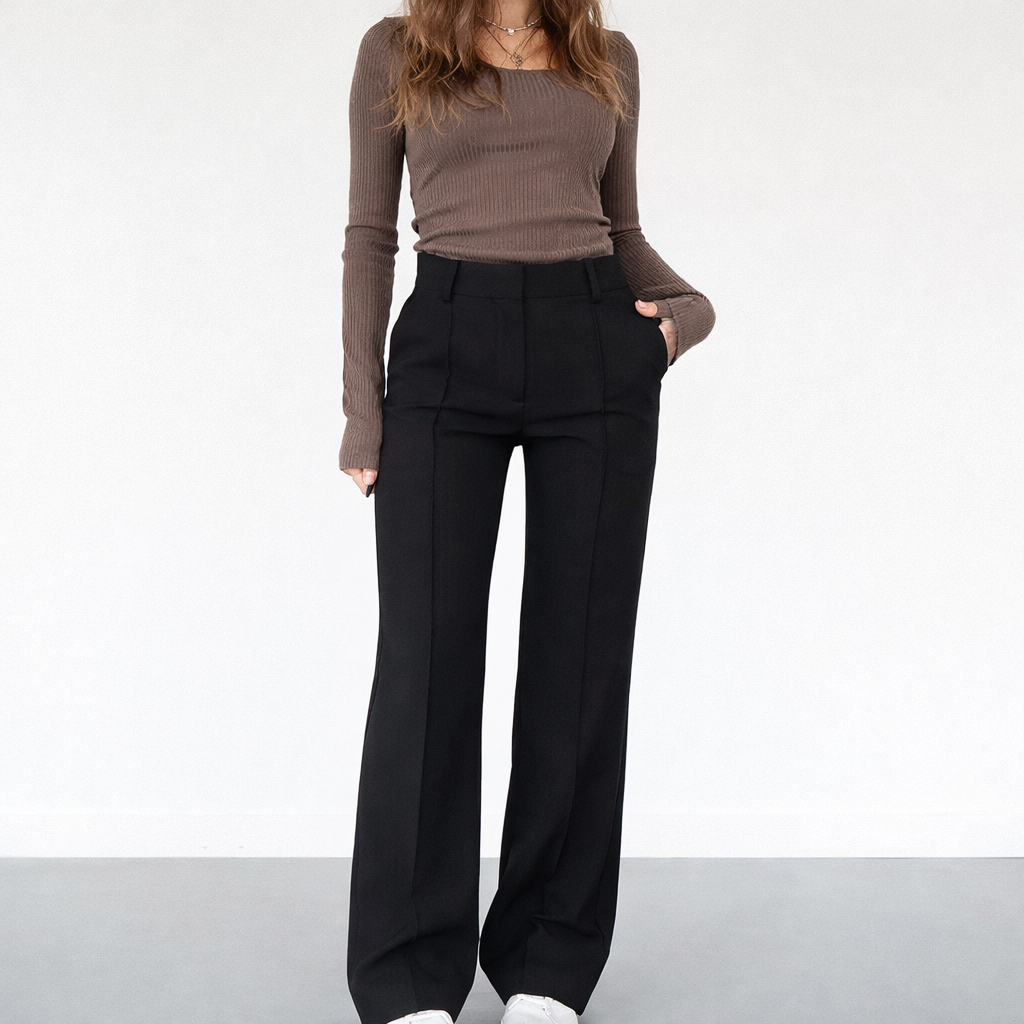 Pantalon dames | High waist broek met rechte pijpen