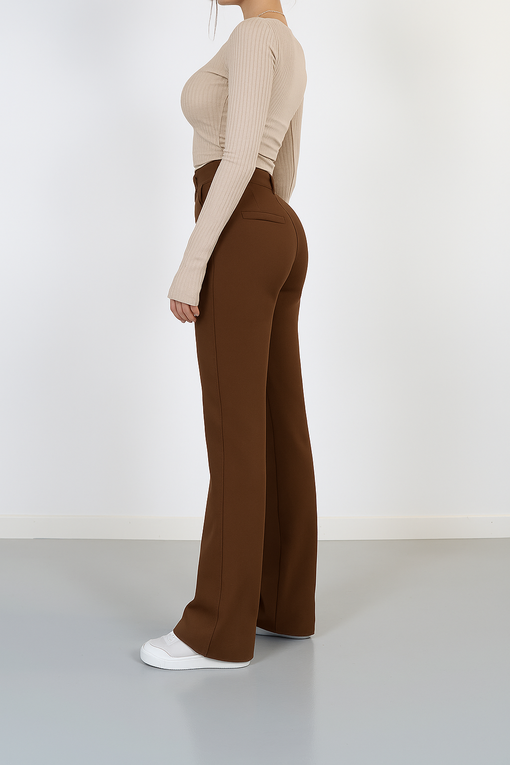 Pantalon dames | High waist broek met rechte pijpen